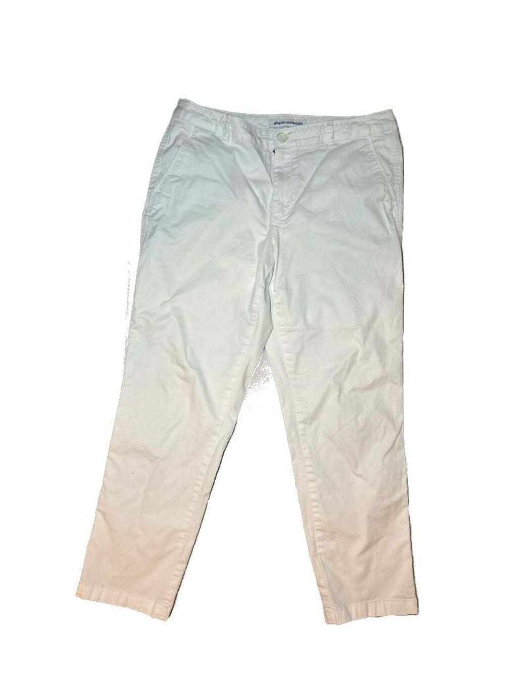 Amazon Essentials Women's White Cotton Stretch Chino Ankle Pants